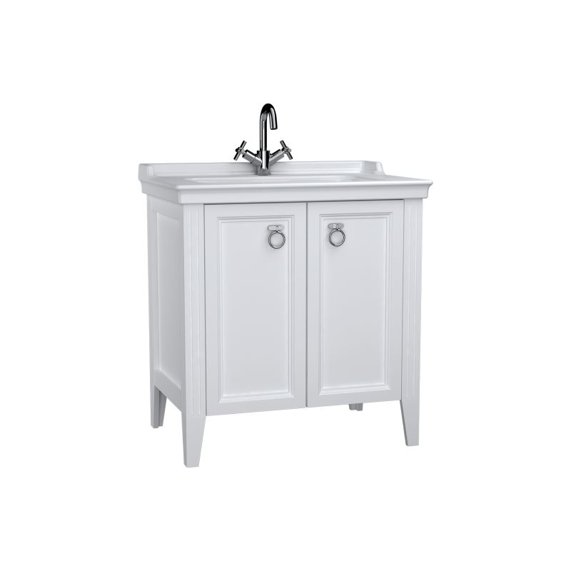 VitrA Valarte Washbasin Unit; 80 cm; with doors; 1 tap hole; Matte White