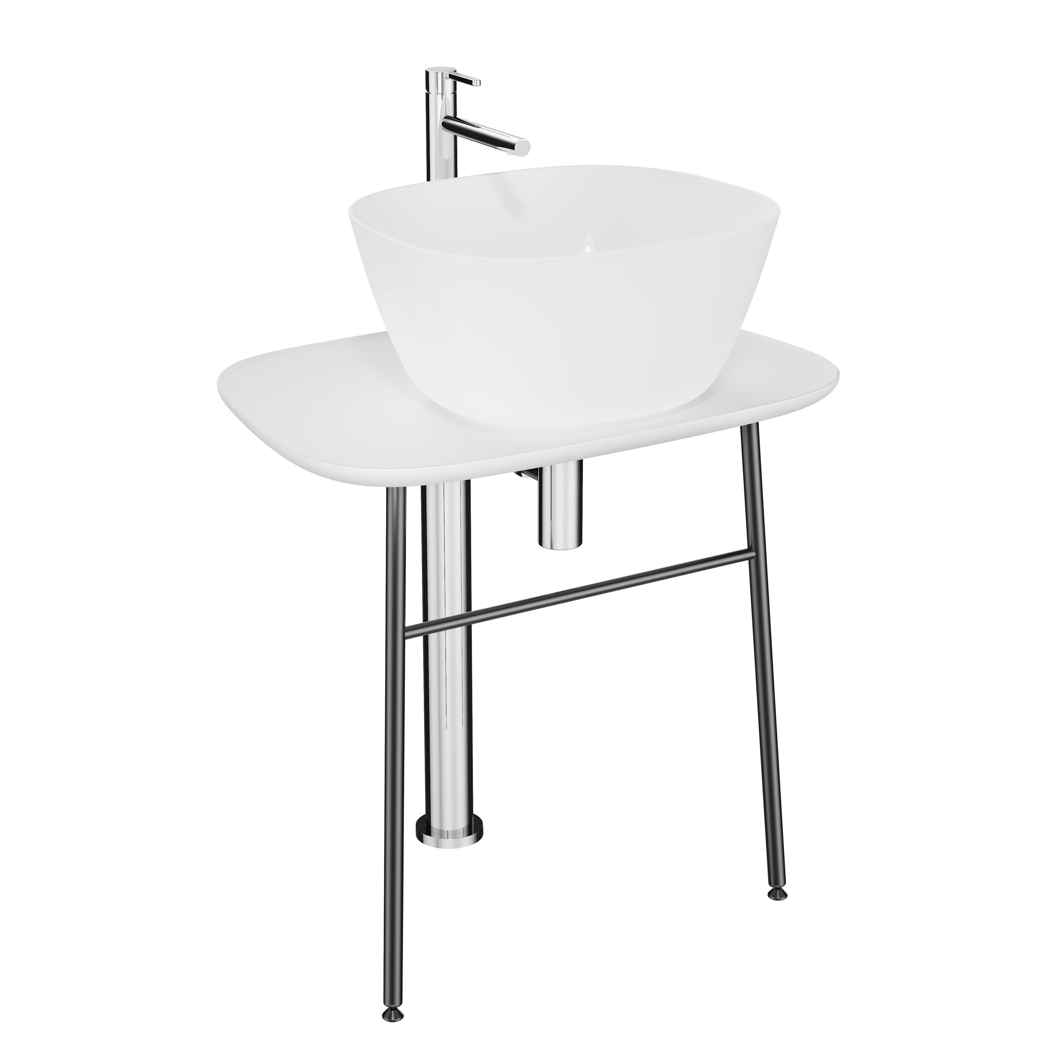 Plural Free-Standing Washbasin Unit - Matt white