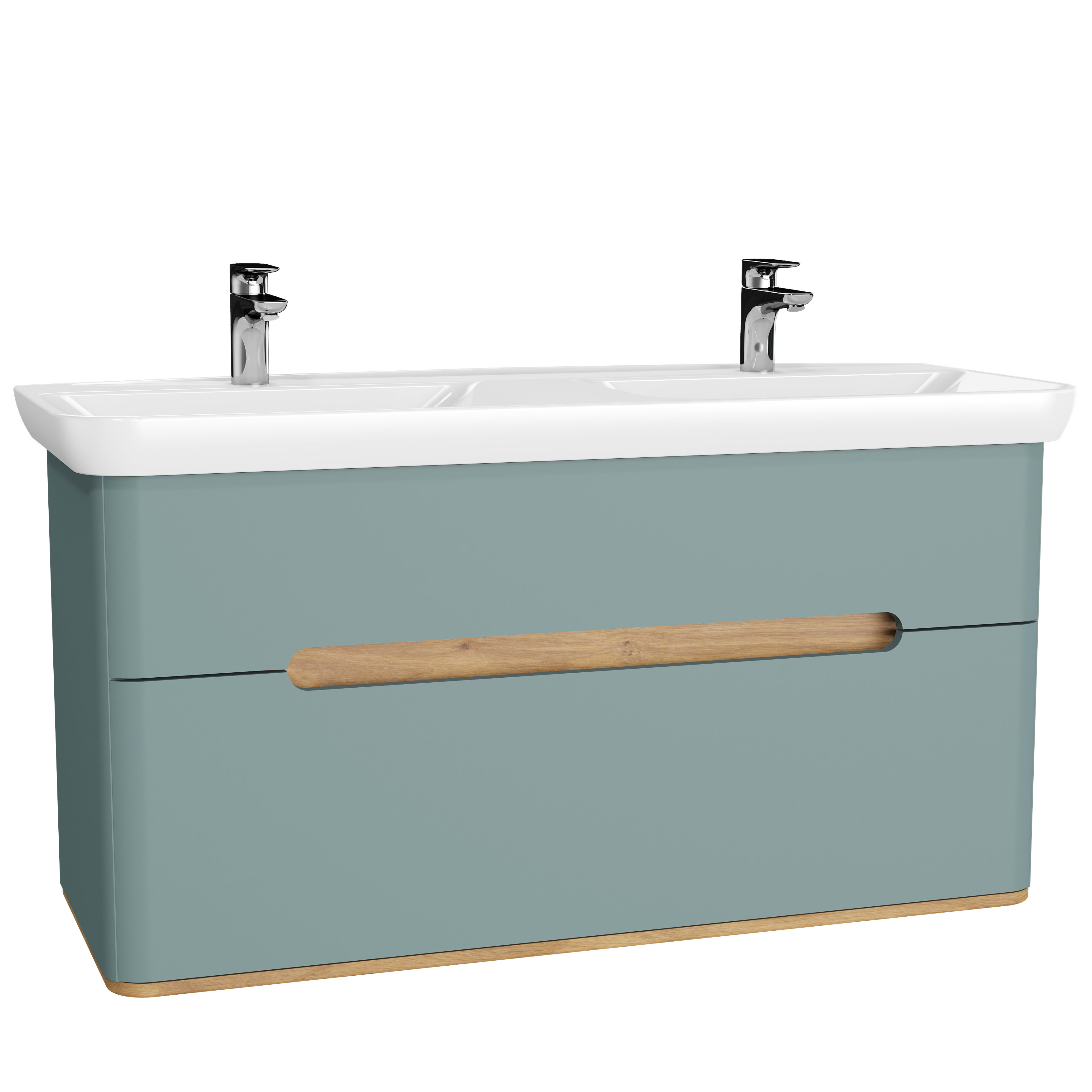Sento Double Washbasin Unit - 130 cm - Matte Fiyord Green