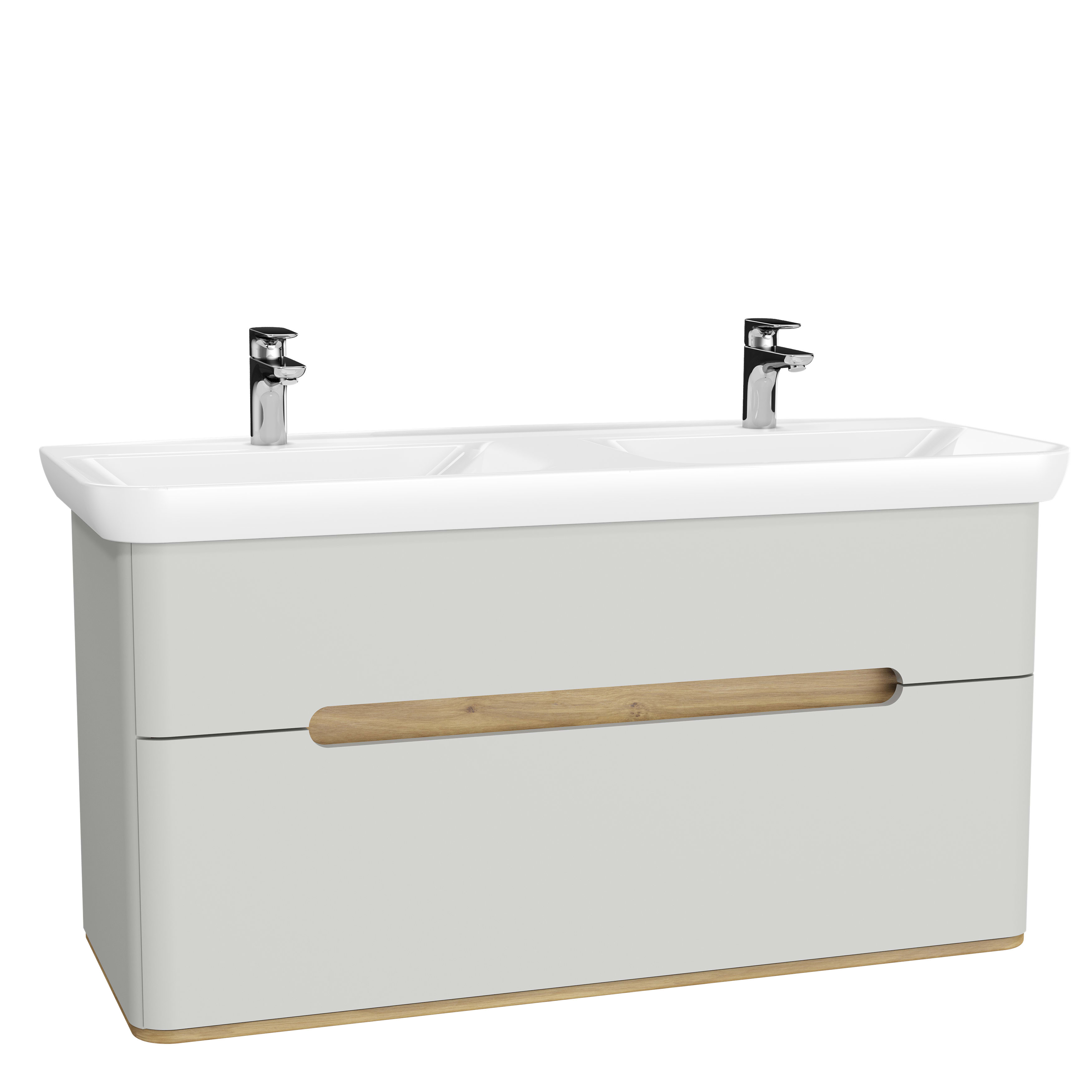 Sento Double Washbasin Unit - 130 cm - Matte Light Grey