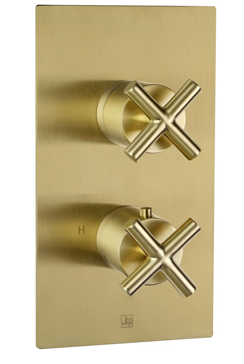 JTP - Solex thermostatic concealed 1 outlet shower valve, vertical Brushed Brass