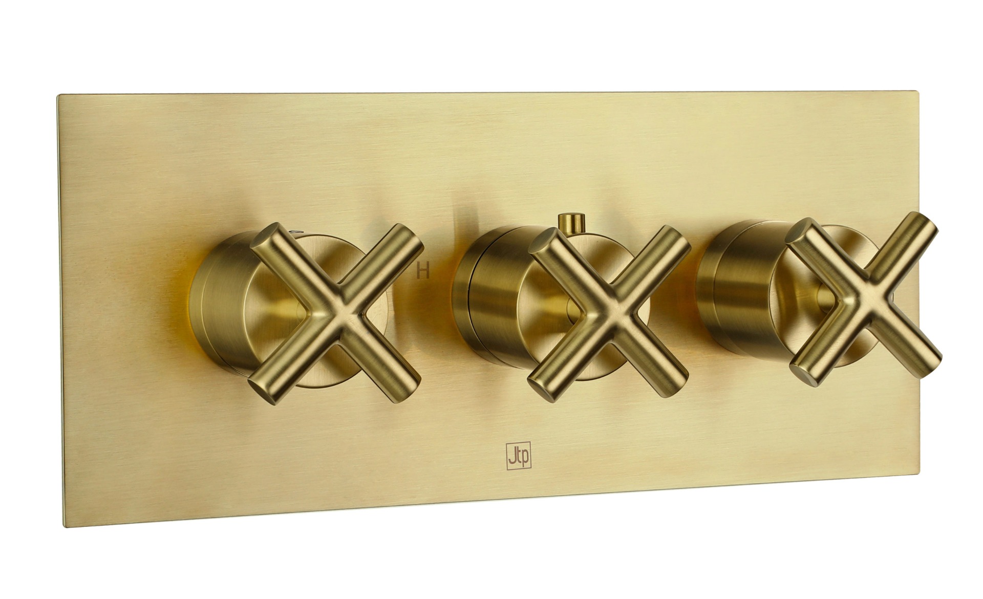 JTP - Solex thermostatic concealed 2 outlet shower valve, horizontal Brushed Brass