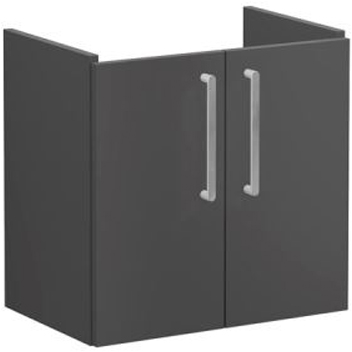 Vitra Root Flat Washbasin Unit with doors, compact, 60cm Matt Storm Grey