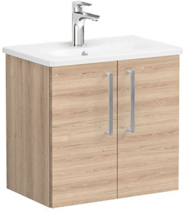 Vitra Root Flat Washbasin Unit & Basin with doors, compact, 60cm Natural Oak