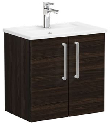 Vitra Root Flat Washbasin Unit & Basin with doors, compact, 60cm Walnut