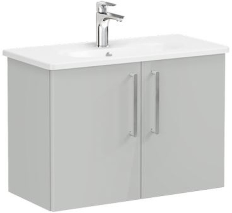 Vitra Root Flat Washbasin Unit & Basin with doors, compact, 80cm High Gloss Pearl Grey