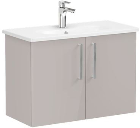 Vitra Root Flat Washbasin Unit & Basin with doors, compact, 80cm High Gloss Sahara Beige
