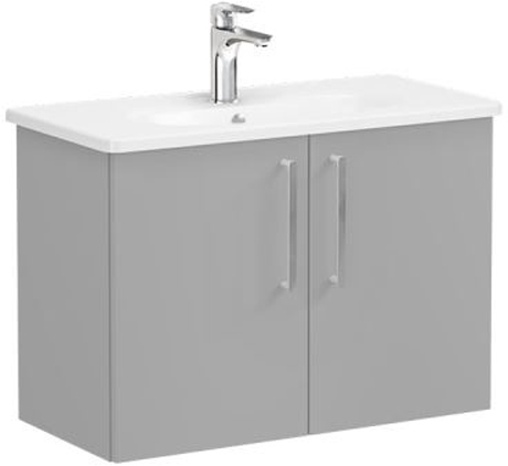 Vitra Root Flat Washbasin Unit & Basin with doors, compact, 80cm Matt Rock Grey