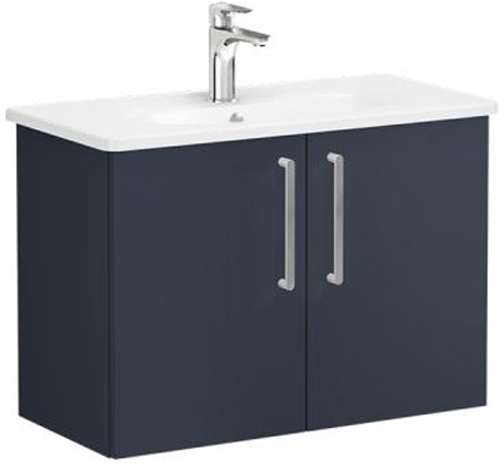 Vitra Root Flat Washbasin Unit & Basin with doors, compact, 80cm Matt Dark Blue