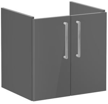 Vitra Root Flat Washbasin Unit with doors, 60cm High Gloss Anthracite