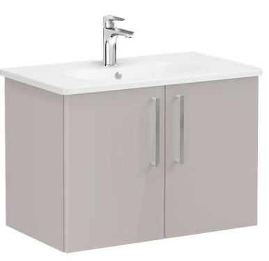 Root Flat Washbasin Unit & Basin 80cm,High Gloss Sahara Beige, with doors