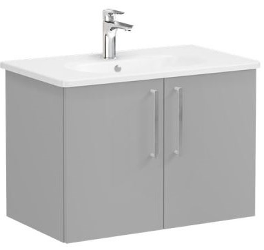 Root Flat Washbasin Unit & Basin 80cm, Matt Rock Grey, with doors