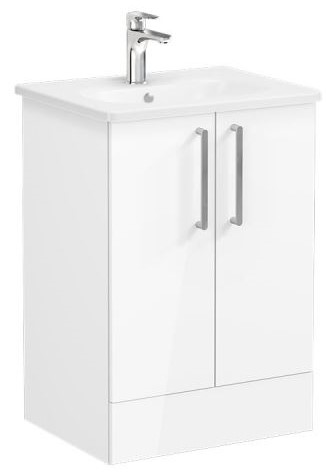 Vitra Root Flat Washbasin Unit & Basin 60cm, High Gloss White, with doors ,floor-standing