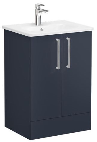 Root Flat Washbasin Unit & Basin 60cm, Matt Dark Blue, with doors ,floor-standing