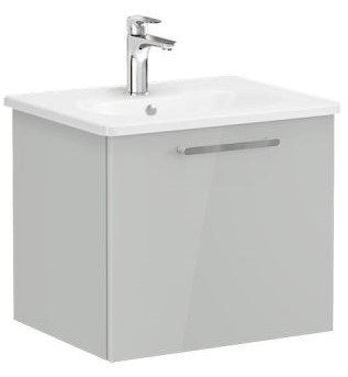 Root Flat Washbasin Unit & Basin 60cm,High Gloss Pearl Grey, with drawer