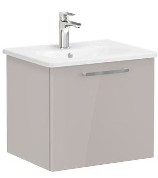 Root Flat Washbasin Unit & Basin 60cm, High Gloss Sahara Beige, with drawer