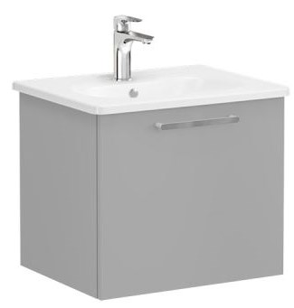 Root Flat Washbasin Unit & Basin 60cm, Matt Rock Grey, with drawer