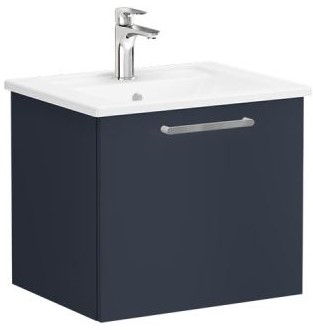 Root Flat Washbasin Unit & Basin 60cm, Matt Dark Blue, with drawer