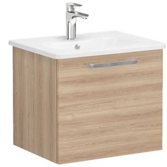 Root Flat Washbasin Unit 60cm, Natural Oak, with drawer