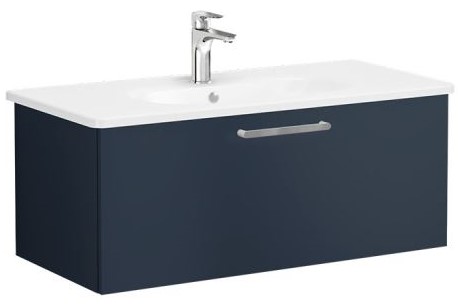 Root Flat Washbasin Unit 100cm, Matt Dark Blue, with drawer