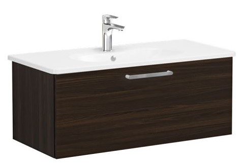 Root Flat Washbasin Unit 100cm, Walnut, with drawer