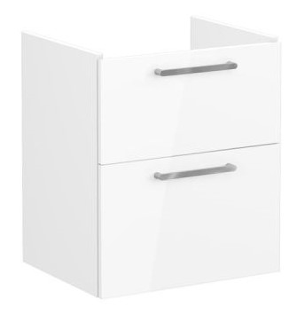 Root Flat Washbasin Unit 60cm, High Gloss White, with two drawers