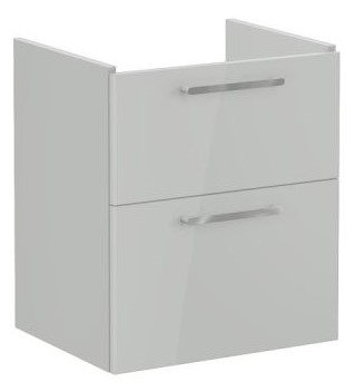 Root Flat Washbasin Unit 60cm, High Gloss Pearl Grey, with two drawers