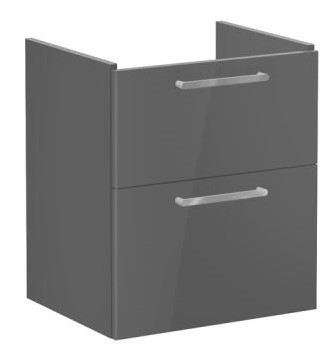 Root Flat Washbasin Unit 60cm, High Gloss Anthracite, with two drawers