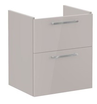 Root Flat Washbasin Unit 60cm, High Gloss Sahara Beige, with two drawers