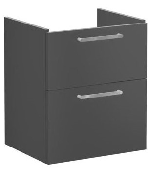Root Flat Washbasin Unit 60cm, Matt Storm Grey, with two drawers