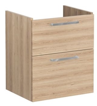 Root Flat Washbasin Unit 60cm, Natural Oak, with two drawers