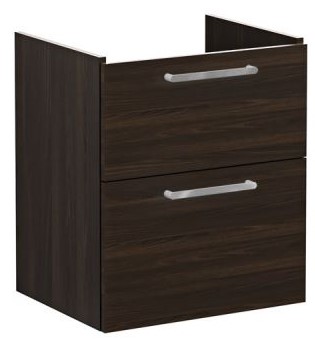 Root Flat Washbasin Unit 60cm, Walnut, with two drawers