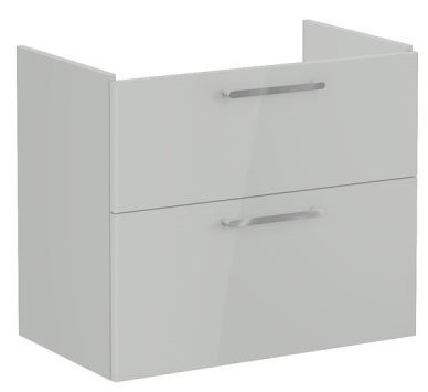 Root Flat Washbasin Unit 80cm, High Gloss Pearl Grey, with two drawers