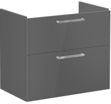 Root Flat Washbasin Unit 80cm, High Gloss Anthracite, with two drawers
