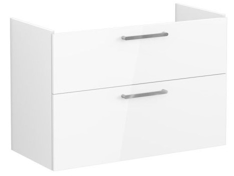 Root Flat Washbasin Unit 100cm, High Gloss White, with two drawers