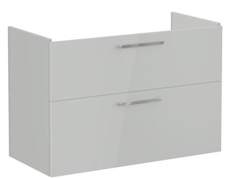 Root Flat Washbasin Unit 100cm, High Gloss Pearl Grey, with two drawers