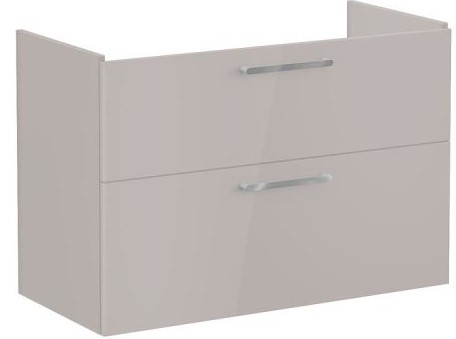 Root Flat Washbasin Unit 100cm, High Gloss Sahara Beige, with two drawers