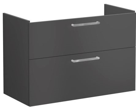 Root Flat Washbasin Unit 100cm, Matt Storm Grey, with two drawers