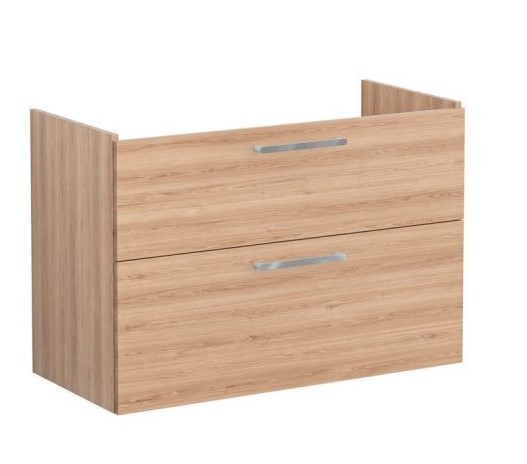 Root Flat Washbasin Unit 100cm, Natural Oak, with two drawers