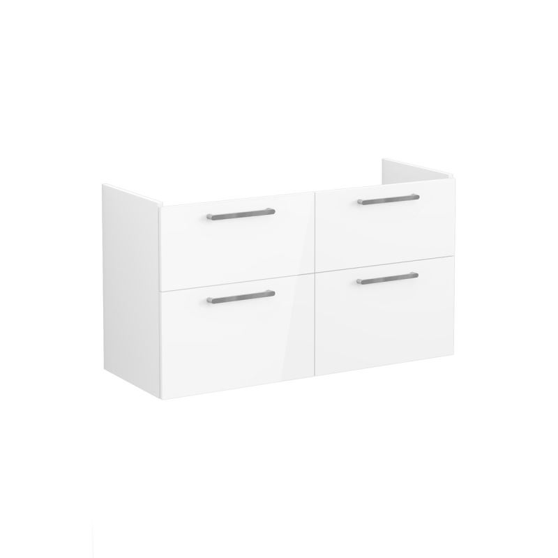 Root Flat Washbasin Unit 120cm, High Gloss White, with four drawers