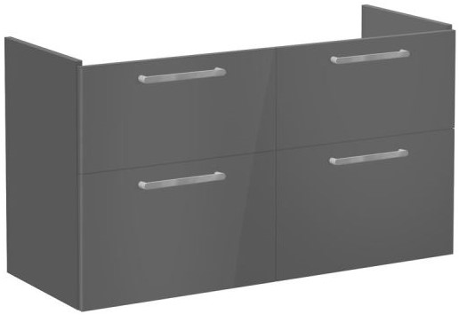 Root Flat Washbasin Unit 120cm, High Gloss Anthracite, with four drawers