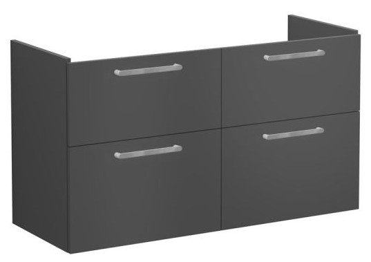 Root Flat Washbasin Unit 120cm, Matt Storm Grey, with four drawers