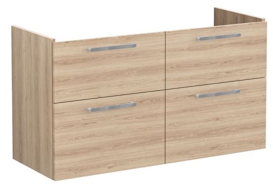 Root Flat Washbasin Unit 120cm, Natural Oak, with four drawers