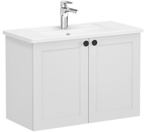 Vitra Root Classic Washbasin Unit 2 doors, compact, 80cm Matt Light Grey