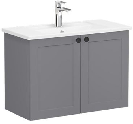 Vitra Root Classic Washbasin Unit 2 doors, compact, 80cm Matt Grey
