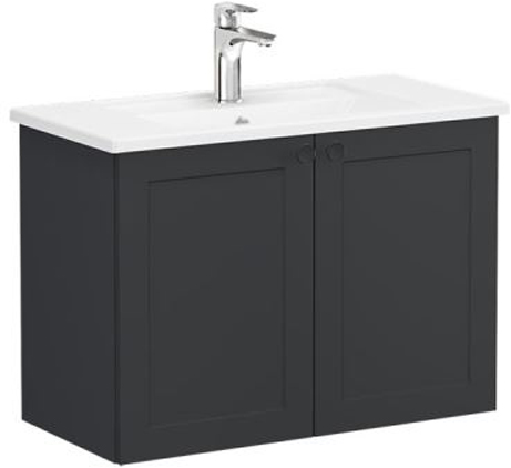 Vitra Root Classic Washbasin Unit 2 doors, compact, 80cm Matt Graphite