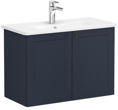 Vitra Root Classic Washbasin Unit 2 doors, compact, 80cm Matt Dark Blue