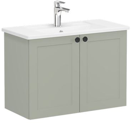 Vitra Root Classic Washbasin Unit 2 doors, compact, 80cm Matt Retro Green
