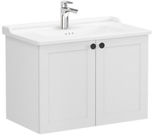 Vitra Root Classic Washbasin Unit 80cm 2 Doors Matt Light Grey