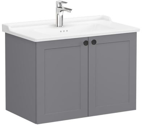 Vitra Root Classic Washbasin Unit 80cm 2 Doors Matt Grey